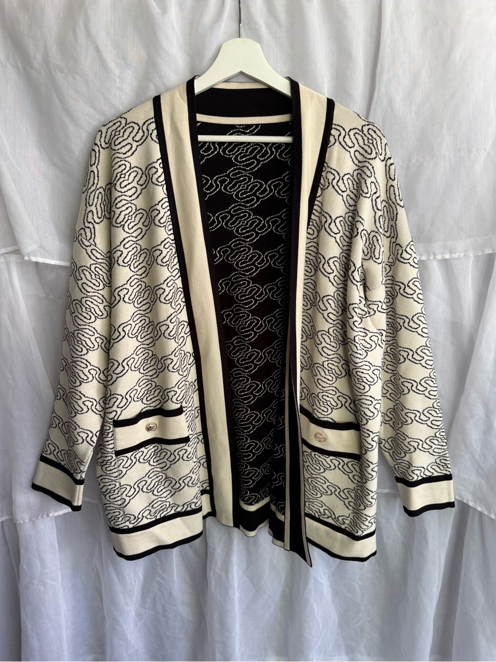 Sandro Enea Jacquard Knit Open Cardigan - Picture 3 of 8